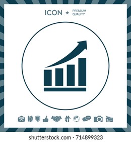 Growing bars graphic icon with rising arrow