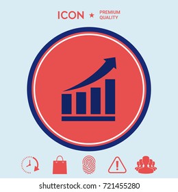 Growing bars graphic icon with rising arrow