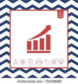 Growing bars graphic icon with rising arrow