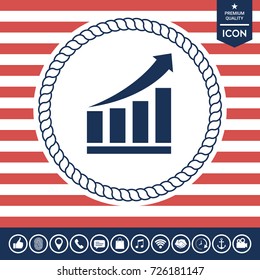 Growing bars graphic icon with rising arrow