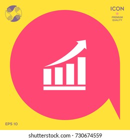 Growing bars graphic icon with rising arrow