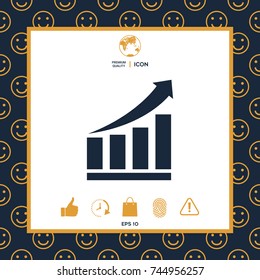Growing bars graphic icon with rising arrow
