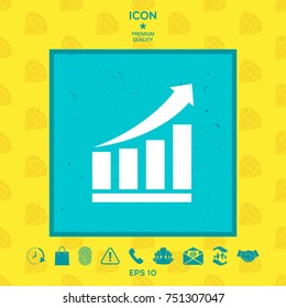 Growing bars graphic icon with rising arrow