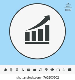Growing bars graphic icon with rising arrow