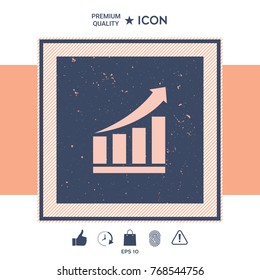 Growing bars graphic icon with rising arrow