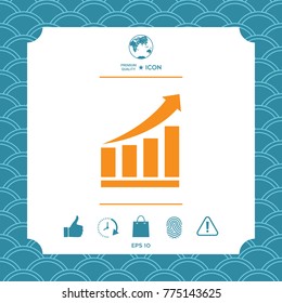Growing bars graphic icon with rising arrow