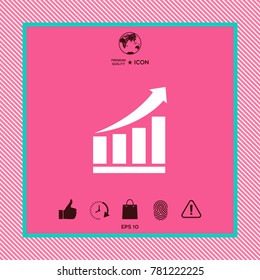 Growing bars graphic icon with rising arrow