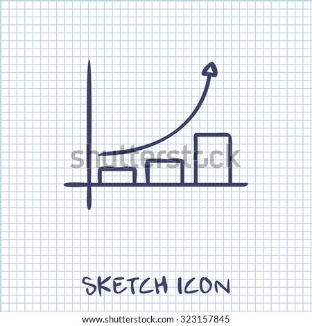 Growing bars graphic icon with rising arrow