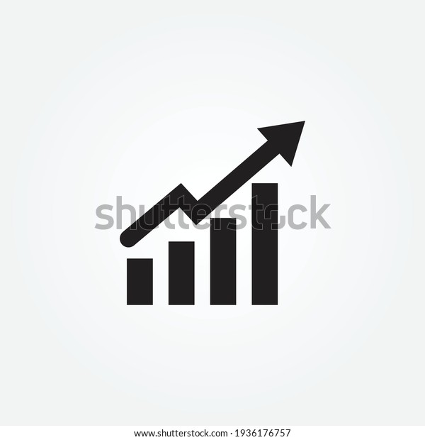 Growing bars graphic\
icon with rising arrow