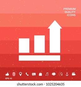 Growing bars graphic with rising arrow. Icon