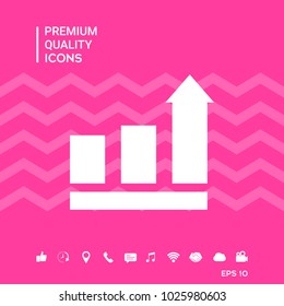 Growing bars graphic with rising arrow. Icon