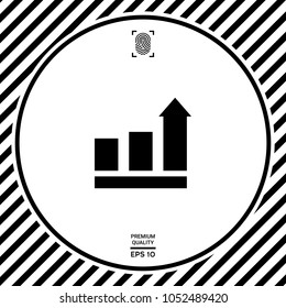 Growing bars graphic with rising arrow. Icon