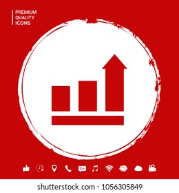 Growing bars graphic with rising arrow. Icon