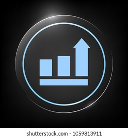Growing bars graphic with rising arrow. Icon