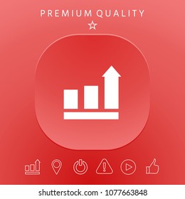 Growing bars graphic with rising arrow. Icon