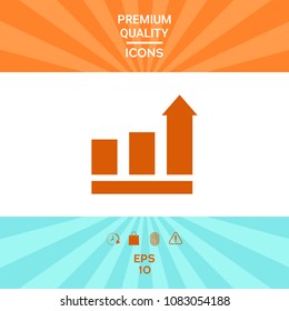Growing bars graphic with rising arrow. Icon