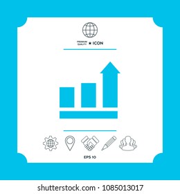 Growing bars graphic with rising arrow. Icon