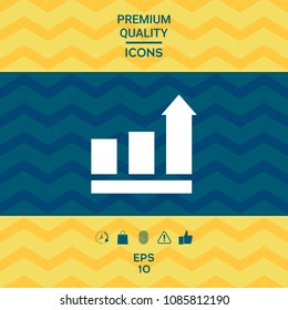 Growing bars graphic with rising arrow. Icon