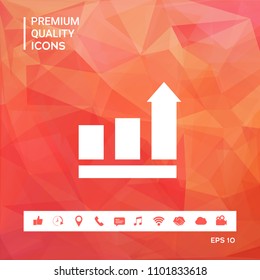 Growing bars graphic with rising arrow. Icon