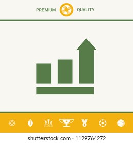 Growing bars graphic with rising arrow. Icon