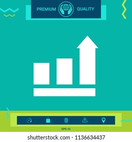 Growing bars graphic with rising arrow. Icon