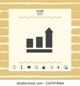 Growing bars graphic with rising arrow. Icon