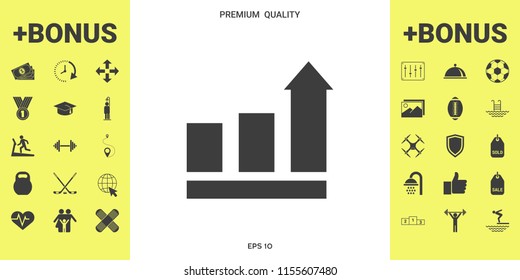 Growing bars graphic with rising arrow. Icon