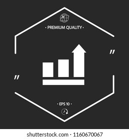Growing bars graphic with rising arrow. Icon
