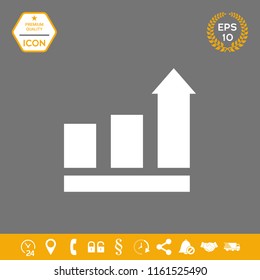 Growing bars graphic with rising arrow. Icon