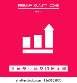 Growing bars graphic with rising arrow. Icon