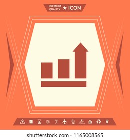 Growing bars graphic with rising arrow. Icon