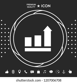 Growing bars graphic with rising arrow. Icon