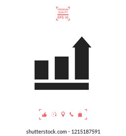 Growing bars graphic with rising arrow. Icon