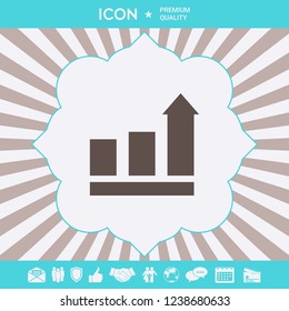 Growing bars graphic with rising arrow. Icon. Graphic elements for your design