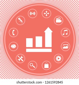 Growing bars graphic with rising arrow. Icon. Graphic elements for your design