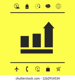 Growing bars graphic with rising arrow. Icon. Graphic elements for your design