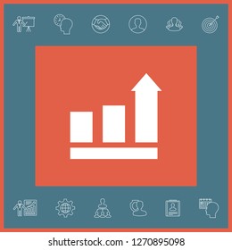 Growing bars graphic with rising arrow. Icon. Graphic elements for your design