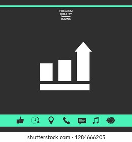 Growing bars graphic with rising arrow. Icon. Graphic elements for your design