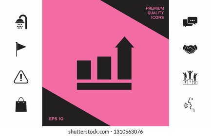 Growing bars graphic with rising arrow. Icon. Graphic elements for your design