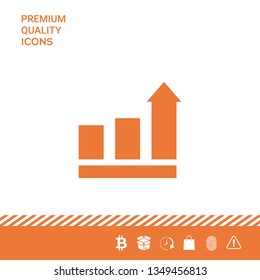 Growing bars graphic with rising arrow. Icon. Graphic elements for your design