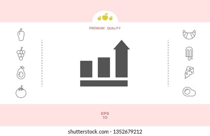 Growing bars graphic with rising arrow. Icon. Graphic elements for your design