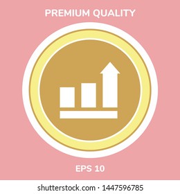 Growing bars graphic with rising arrow. Icon. Graphic elements for your design