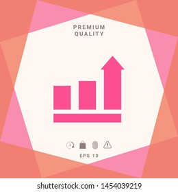 Growing bars graphic with rising arrow. Icon. Graphic elements for your design