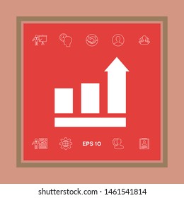 Growing bars graphic with rising arrow. Icon. Graphic elements for your design