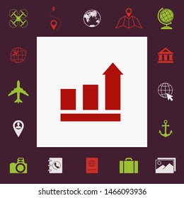 Growing bars graphic with rising arrow. Icon. Graphic elements for your design