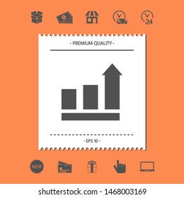 Growing bars graphic with rising arrow. Icon. Graphic elements for your design