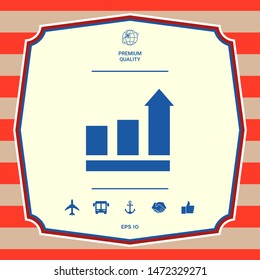 Growing bars graphic with rising arrow. Icon. Graphic elements for your design