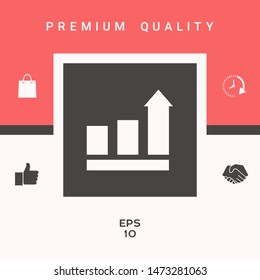 Growing bars graphic with rising arrow. Icon. Graphic elements for your design