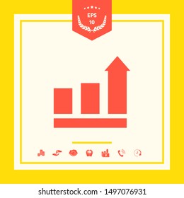 Growing bars graphic with rising arrow. Icon. Graphic elements for your design