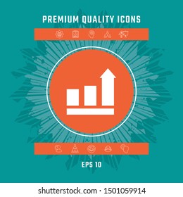 Growing bars graphic with rising arrow. Icon. Graphic elements for your design